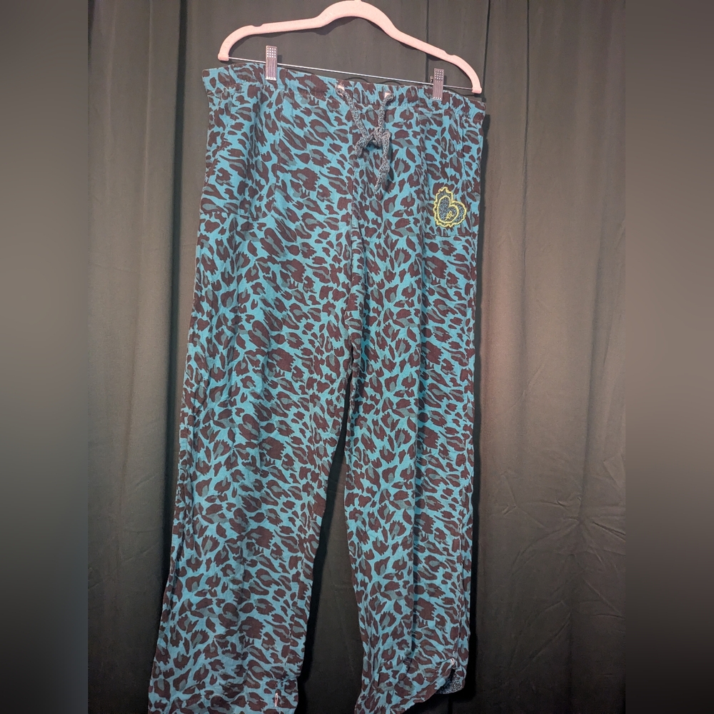 Blue and Black Leopard Print Pajama Pants